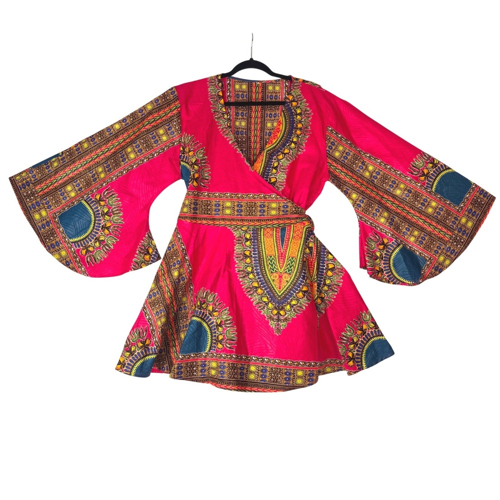 Pink Wax Cloth Wrap Dress w/ Matching Headwrap